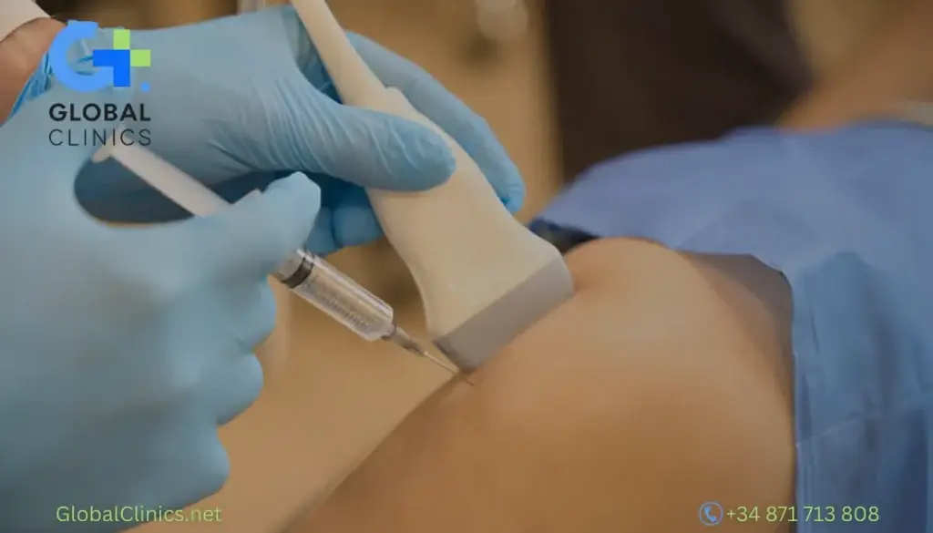 Tratamiento de inyecciones guiadas por ecografía en Global Clinics Palma para alivio del dolor y precisión médica