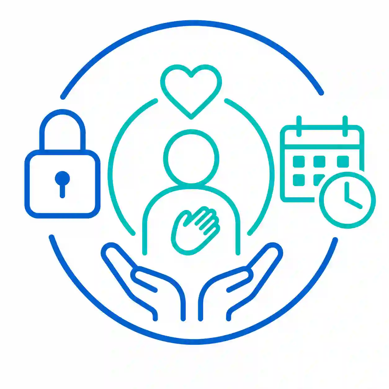 Icono que representa una atención privada, flexible y centrada en el paciente, con enfoque personalizado de fisio en Palma, priorizando la privacidad, la accesibilidad y el bienestar del paciente.